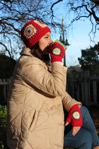 Bohemian Crochet <b>Hat</b> <b>and</b> Fingerless Gloves <b>Set</b> Acrylic Winter <b>Scarf</b> <b>Hat</b> <b>and</b> Glove <b>Set</b> for Adult <b>Women</b> - Product Image 3