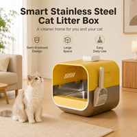 Bac à litière intelligent S1 en acier inoxydable pour chat, avec design semi-fermé, plateau métallique, panneau de protection anti-sable, pelle électrique optionnelle pour chats