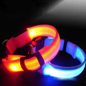 Manufacturer Light Up Safety Dog Training Collar Anti-Lost Adjustable Rechargeable LED Lighted Pet Dog Collar Custom