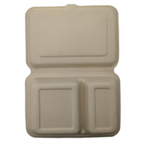 9x6 pouces 850ml 2 compartiments Bagasse Clamshell 100% biodégradable dans les 90 jours étanche à l'huile