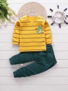 Vêtements pour enfants Printemps Automne Unisexe Ensemble 2 pièces T-shirt et pantalon Sous-vêtements en pur coton Pyjamas décontractés pour garçons et filles - Product Image 2