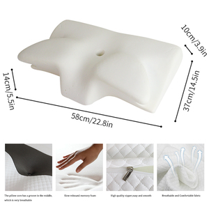 Oreiller de soutien cervical ergonomique en mousse à mémoire de forme en forme de V, design matelassé pour dormir, couleur blanc et noir - Product Image 6