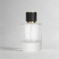 Flacon de parfum en verre cylindrique rechargeable de luxe personnalisé de 100 ml, transparent, vide, avec vaporisateur à pompe et boîte
