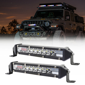 TCYATO da 7 pollici rosso e <span class=keywords><strong>blu</strong></span> <span class=keywords><strong>lampeggiante</strong></span> fari da tetto fuoristrada per moto a una linea e luci laterali, luci modificate ultrasottili - Product Image 2