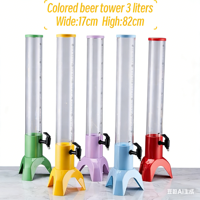 Tour à bière portable en plastique à base ronde avec échelle de capacité de 1L à 5L, logo personnalisé, tube à glace LED de qualité alimentaire, conception séparée