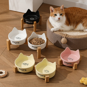 Tazón <span class=keywords><strong>de</strong></span> Cerámica para Gatos al por Mayor, Tazón Integrado para Comida y Agua para Gatos y Perros, Diseño Estable Resistente a las Volteretas - Product Image 1
