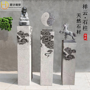 Columna Cuadrada de Piedra Jiahua con Tallado de León Pixiu Estilo Chino para Decoración de Jardín - Product Image 2