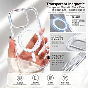 Coque transparente magnétique à chargement sans fil pour <span class=keywords><strong>iPhone</strong></span> 18 17 Air 16 15 <span class=keywords><strong>Pro</strong></span> <span class=keywords><strong>Max</strong></span> 14 Plus 13 <span class=keywords><strong>11</strong></span> 12 en TPU+PC avec animation - Product Image 1
