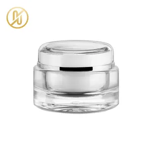 Runde kunststoff glas gel kosmetik weiße zylinder gläser mit deckel container für hautpflege