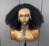 Perruque en cheveux humains afro crépus bouclés haute densité, avec dentelle frontale pré-épilée, ligne de cheveux naturelle, douce et rebondissante, pour femmes noires