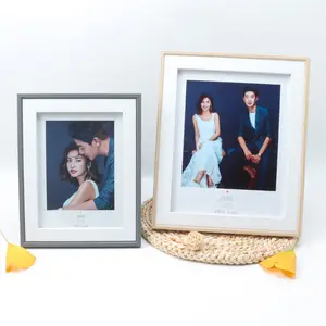 Marco de fotos de madera para boda, caja de sombra personalizada de alta calidad, arte de pared, 3D