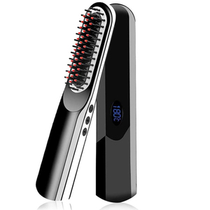 Venta al por mayor de pelo de los hombres sin cable portátil Styler USB recargable pantalla LCD de hierro plano Mini cepillo de <span class=keywords><strong>barba</strong></span> para alisar la <span class=keywords><strong>barba</strong></span> - Product Image 3