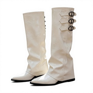 Bottes Soft Niche pour femme, à bout pointu, montantes, à talon compensé dissimulé, blanches, au-dessus du genou, mi-cuisses, automne - Product Image 1