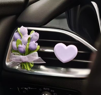 Diffuseur de parfum pour voiture en forme de cœur avec bouquet de tulipes en gypse, ornement décoratif aromatique pour voiture