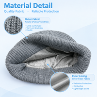 Bonnet tricoté anti-rayonnement EMF avec doublure en fibre d'argent, protection contre les ondes 5G WiFi RF, unisexe, logo personnalisé, MOQ 1 pièce