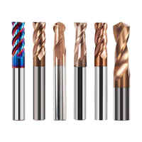 Mata Bor Karbida untuk Paduan Titanium 3/8/12/16mm Tungsten 4-Flute CNC Router Bits OEM Berlapis TiCN 55HRC Climb Milling