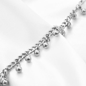 <b>Gold</b> Cuban Chain <b>Bracelet</b> With Round <b>Beads</b> Tassel Women's Party Jewelry - Product Image 4