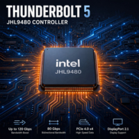 11 in 1 Thunderbolt 5 Docking Station 80Gbps 180W Daya MST Mendukung PD3.1 140W 8K60Hz Slot M.2 NVMe untuk Sistem Apple IOS Windows