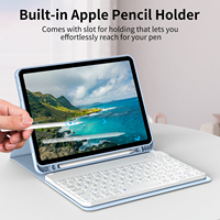 Casing Tablet pintar, Pelindung untuk iPad Air generasi ke-5 untuk iPad 4th Gen dengan tempat pensil untuk Keyboard Bluetooth