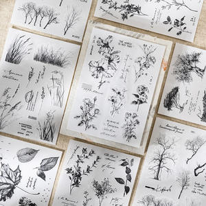 2枚組 万物足跡シリーズ 植物テーマ転写ステッカー プランナーコラージュ下地用 - Product Image 2