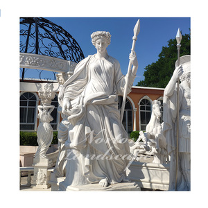 Pietra personalizzata intagliando giardino figura romana scultura a grandezza naturale coppia bianco marmo angelo statua in vendita - Product Image 6