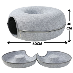 Groothandel Custom Kleine Honden Eco-Vriendelijke Grappige Dubbele Verdieping Donuts Vorm Custom Vilt Ronde Tunnel Huisdier Kat Bed Voor Spelen - Product Image 6