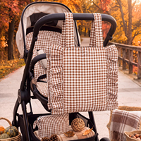 Nouvel Arrivage : Sac Organisateur Suspendu pour Poussette à Volants, Motif Quadrillé Rouge et Blanc, Sac Fourre-tout pour Maman