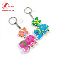 Porte-clés en PVC 3D personnalisé en forme d'éléphant, porte-clés en caoutchouc mignon en forme d'animal, porte-clés en plastique de dessin animé pour cadeaux promotionnels