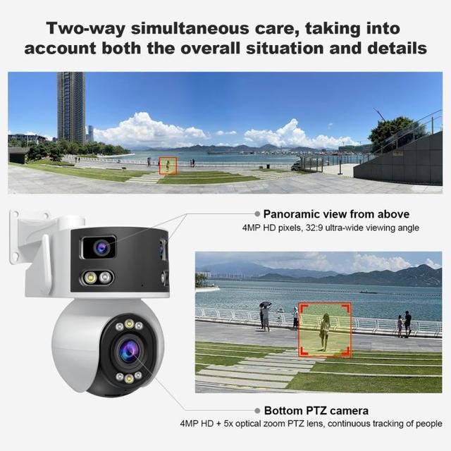 Hot Selling SriHome SH055 8MP 4K HD Multi-lens 5X Optical Zoom PTZ Dome Camera Outdoor Security IP Camera Panoramic CCTV