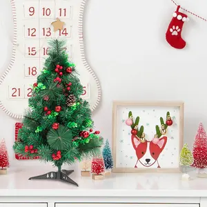 8-дюймовая стеганая недорогая зеленая пвх Pineneedle, быстрая доставка, маленькие рождественские елки с пластиковой основой