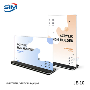 Support de menu et porte-étiquettes personnalisé en acrylique double face, lavable, portable, pour présentoir de table, avec <span class=keywords><strong>base</strong></span> noire - Product Image 2