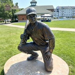 Sculpture de joueur de baseball en bronze grandeur nature, gravée et sculptée, pour utilisation en extérieur, jardin, parc, sport, commémoration des jeunes - Product Image 3