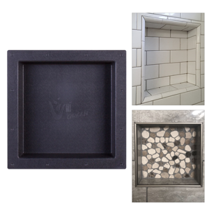 رف حمام مربع مدمج مقاوم للماء مقاس 17 × 17 بوصة من البلاستيك ABS للفنادق والمنازل - Product Image 1