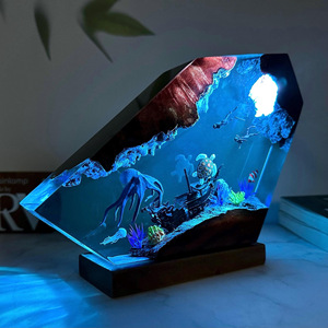 Lampe en résine pour dropshipping, modèle 3D Pieuvre Plongeur, Ornement artistique, Lampe de bureau créative, Veilleuse de chevet avec télécommande et RGB à intensité variable - Product Image 2