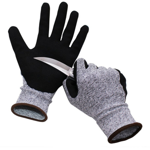 Sol de nitrilo guantes de 13G Grey HPPE Nivel 5 nitrilo negro sandy de la seguridad en el trabajo guantes Anti-corte - Product Image 1