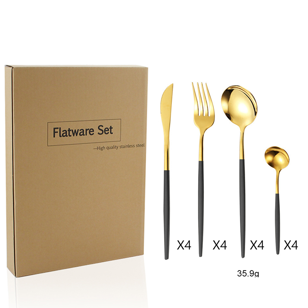 16pcs black gold+paper box