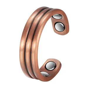 Wollet cincin jari antik tembaga murni, perhiasan Bio magnetik terapi tembaga untuk radang sendi asli