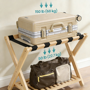 Solid Wood Wooden Foldable Hotel Room Luggage Rack Bathroom <b>Storage</b> Rack Used <b>for</b> Bedrooms Homestays and Guest Rooms - Product Image 4