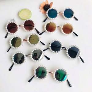 Lunettes de soleil rondes en métal pour enfants, avec logo personnalisé, tendance 2020, pour garçons et filles, avec perles - Product Image 5