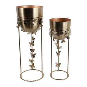 Vasi Decorativi in Metallo con Farfalle, Fioriere da Interno ed Esterno, Set di Vasi Moderni da Terra - Product Image 4