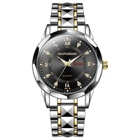 Ensemble de 4 pièces pour homme, montre chronographe à quartz de 36 mm avec grand cadran, bracelet en titane, collier croix, bague, coffret cadeau
