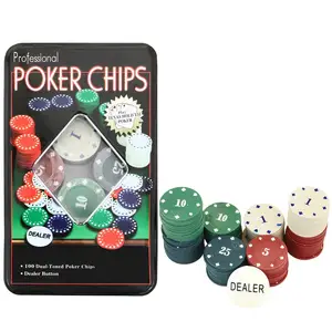 Set di fiches da poker in plastica da 100 pezzi con custodia in alluminio