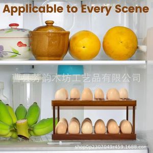 Double Layer Wooden Egg Storage Rack Large Capacity <b>Kitchen</b> Countertop Organizer For Eggs And Duck Eggs - Product Image 5