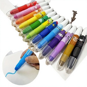 12 crayons de cire géants mignons, 12 couleurs, soyeux, torsadables, effaçables, non toxiques, lavables, impression numérique, 94x15mm AC1101, pour coloriage - Product Image 1