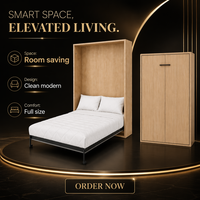 Lit mural Murphy avec armoire, lit escamotable mural, cadre en acier, panneau gain de place, mobilier de chambre