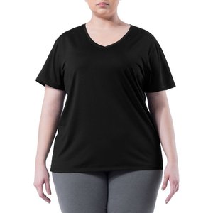 Camiseta transpirable Plus Core Active para mujer, cuello en V con mangas cortas, secado rápido y compresión Athletic Works Puff Printing - Product Image 4