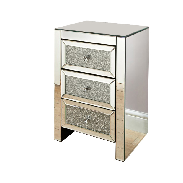 modern bedroom mirrored furniture diamond crushed bedside table night stand