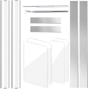 12 टुकड़े बहुलक मिट्टी कटर उपकरण किट एक्रिलिक रोलर पिन सिरेमिक कटर स्लिसर स्पष्ट आयताकार शीट प्रेस बोर्ड डिस्प्ले रैक - Product Image 1