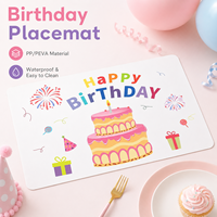 Napperon Imprimé Joyeux Anniversaire en PP/PEVA Imperméable et Facile à Nettoyer pour Fête d'Anniversaire et Décoration de Table à Domicile