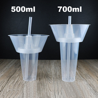 Gobelets en plastique pour snacks et boissons 360 ml 500 ml 700 ml, support pour hotpot, vente chaude, gobelet réutilisable pour boissons aux fruits, bol pour hotpot avec paille